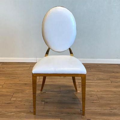 Metal Frame Fabric Antique Furniture White Round Back Dining Chair