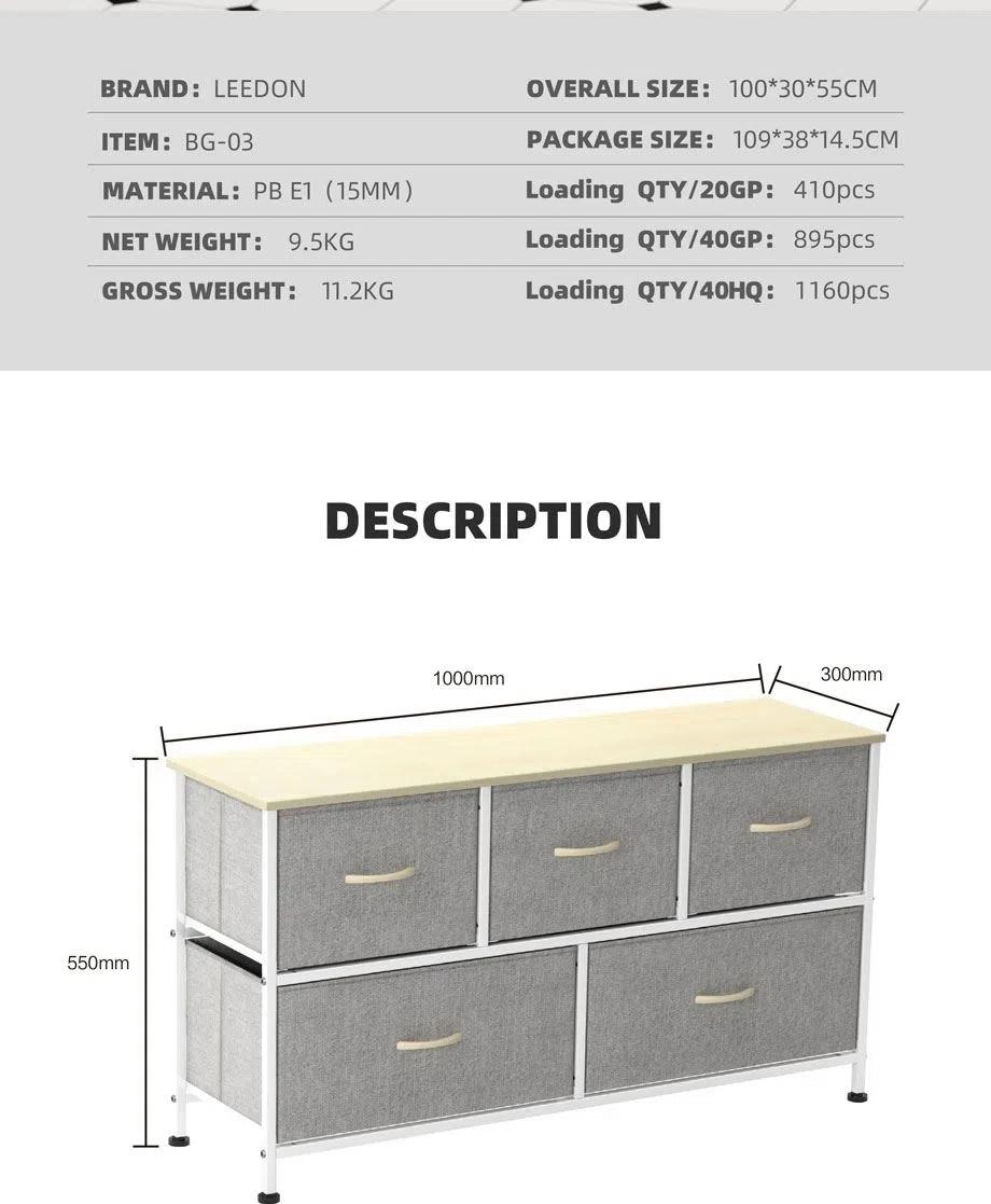 Fabric Storage Tower with 5 Drawers
