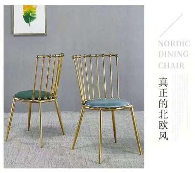 Nordic Style Design Room Furniture Velvet Metal Leg Dining Chair