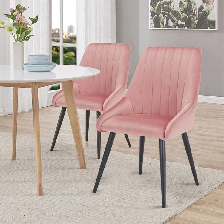 Wholesale Design Room Furniture Nordic Velvet Modern Luxury Dining Chairs with Metal Legs