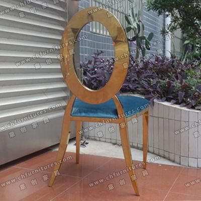 YCX-SS28-01 Modern Blue Velvet Fabric Gold Metal Dining Chair for Wedding