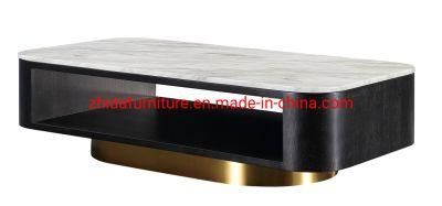 Rectangular Wooden Marble Top Home Living Room Coffee Table