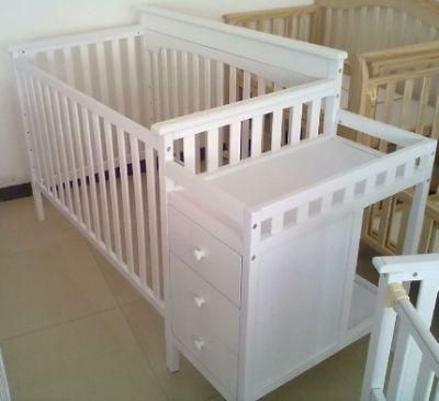Modern China Cheaper Kids Baby Cot with Change Table