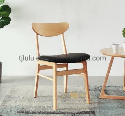 Wholesale Commercial Leather Cover Wooden Frame PU Leather Lined Fabric Cushion Dining Chair Cafe Lounge Upholstered Chair