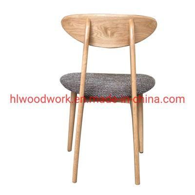 Dining Chair Oak Wood Frame Natural Color Fabric Cushion Grey Color B Style Wooden Chair Furniture Living Room Chair