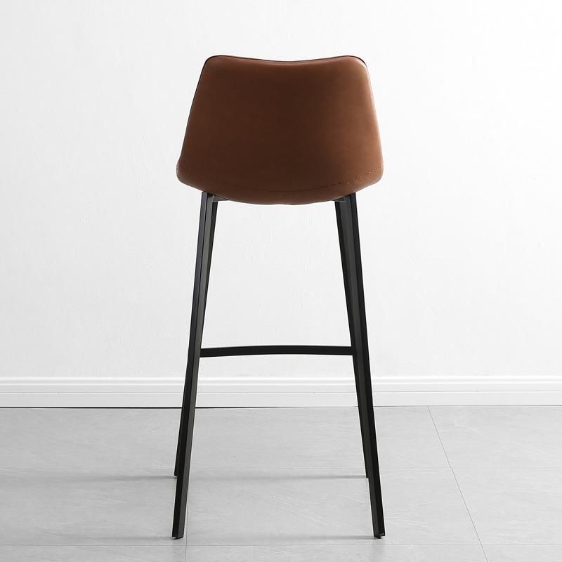 New Design Home Furniture Bar Stool High Chair PU Leather Modern Metal Leg Kitchen Bar Chair with Footrest