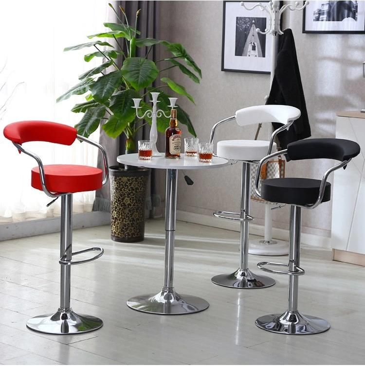 Cheap Modern Chairs PU Seat Bar Stool Adjustable Chrome Bar Chair with Backrest