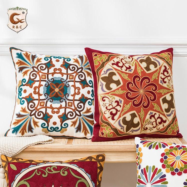 Simple Cushion Cover / Printed Cushion Cover, Modern Ethnic Style Mandala Velvet Car Chair Handmade Square Seat Velvet Fabric