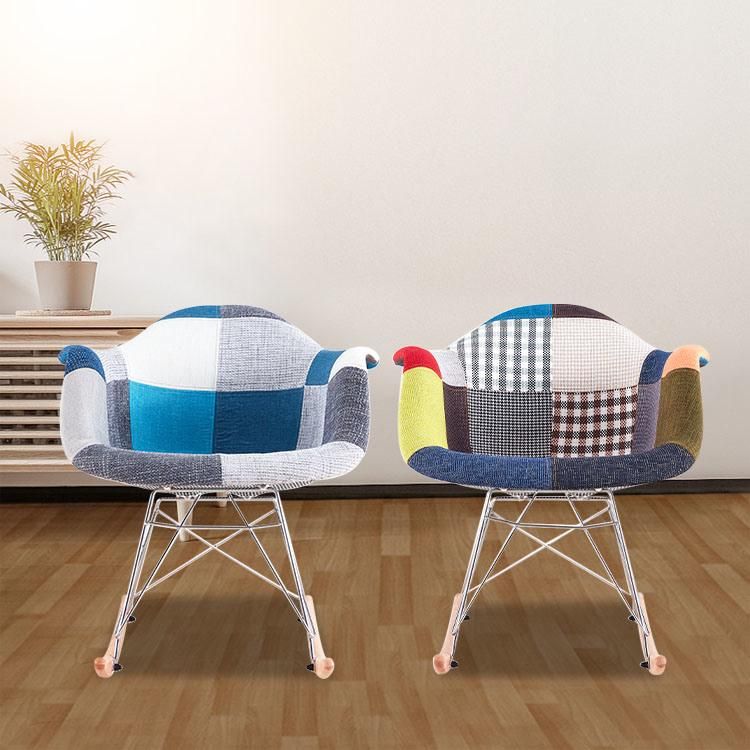 Modern Design Luxury Beach Colored Fabric Chair with Metal Legs Dining Chair