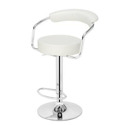 High Hotel Luxury Stainless Steel Adjustable White Minimalist Bar Chair