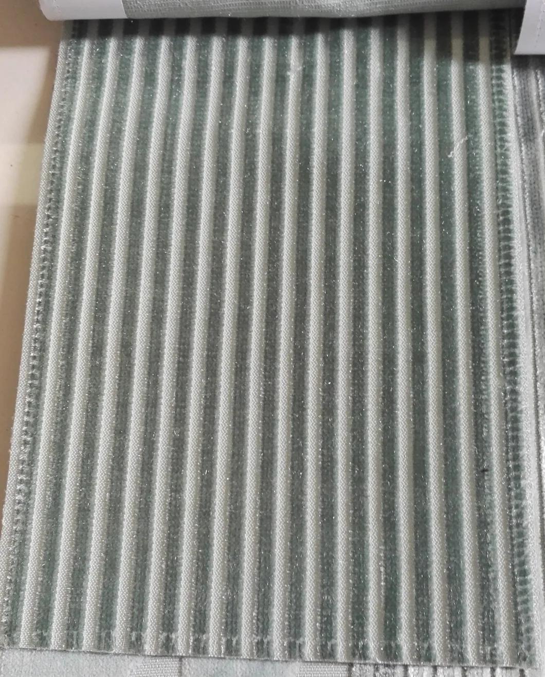 Home Textiles Contemporary Stripe Cut Velvet Furniture Fabric