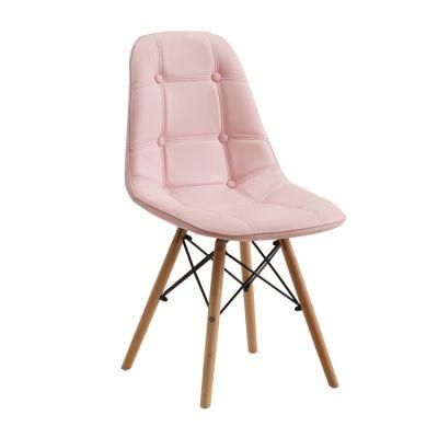 French Home Furniture Modern Wooden Leg Restaurant Leather Dining Chair for Living Room