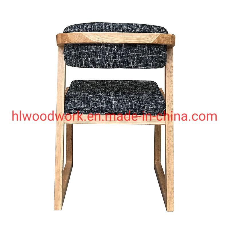 Dining Chair H Style Oak Wood Frame Grey Fabric Cushion Home furniture Modern Furniture
