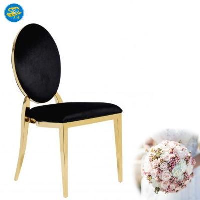 Gold Frame Black Fabric PU Leather Stainless Steel Dining Chair