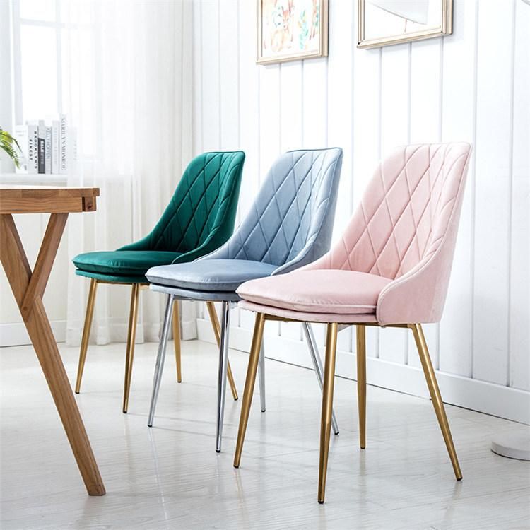 MID Century Modern Metal Leg Dinner Chair Furniture Fabric Velvet Restaurant Chair New Style Colorful Cheap Price Velvet Dining Chair