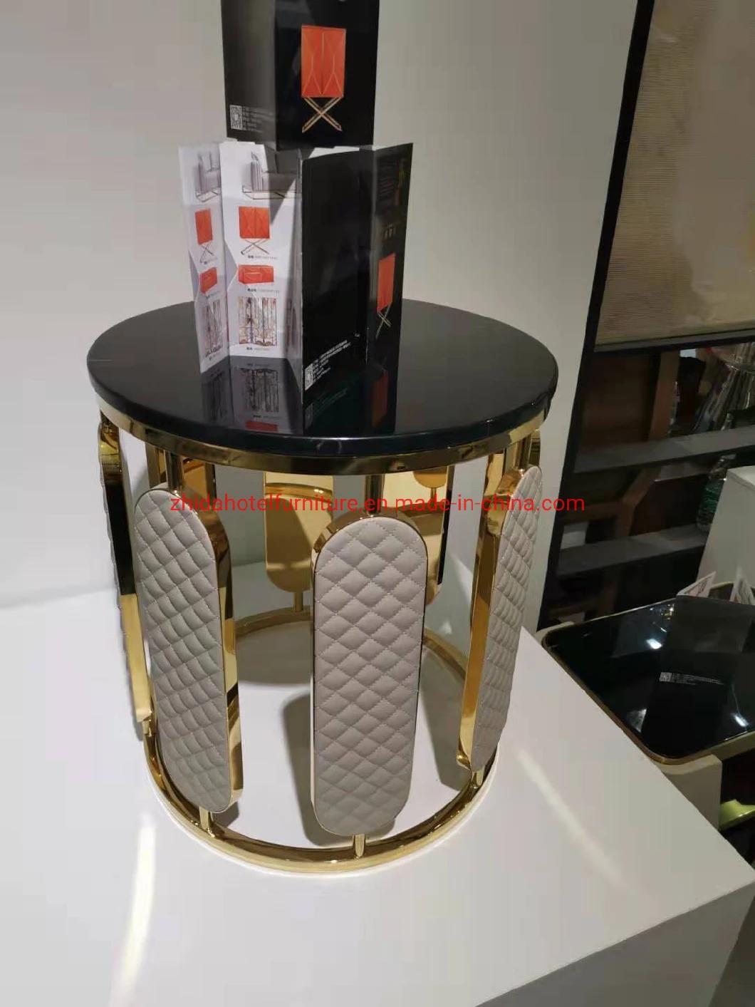 Home Furniture Golden Metal Leg Tea Table Luxury Round Modern Living Room Creative Hotel Villa Center Table Glass Top Coffee Table