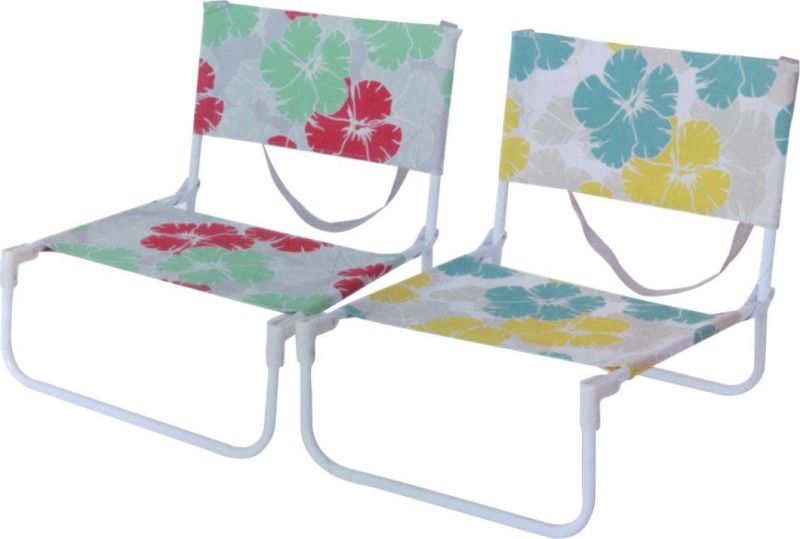 High Quality Lower Seat Beach Chair Metal Frame Folding Chair for Beach or Camping Two Folds Aluminum Frame Chair