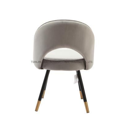 Kitchen Chair Velvet Cover Soft Seat and Backres Upholstered Chairs with Metal Legs