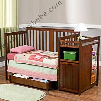 Wooden Infant Hotel Kindergarten Baby Bed and Changing Table
