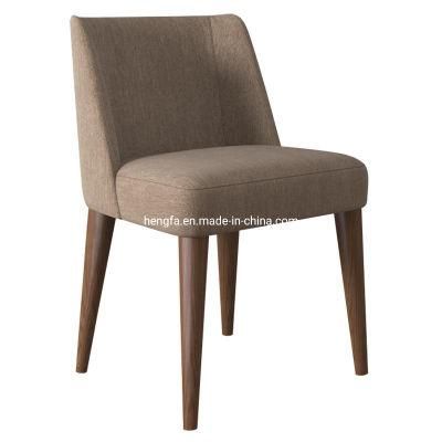 Modern Cafe Living Room Furniture Wood Grain Iron Frame Fabric Dining Chair