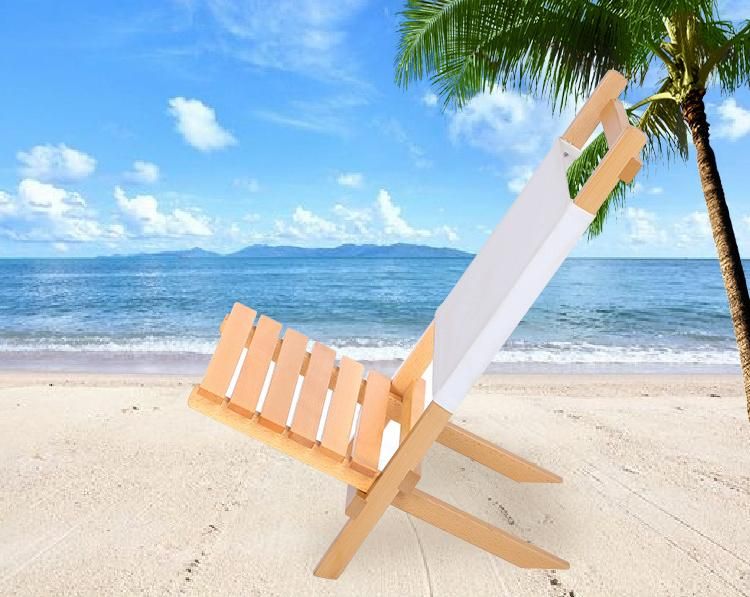 Factory Price Wholesale Outdoor Solid Wood Folding Chairs Patio/Garden/Fishing/Camping Folding Chair Pool Wooden Folding Beach Chair with Fabric