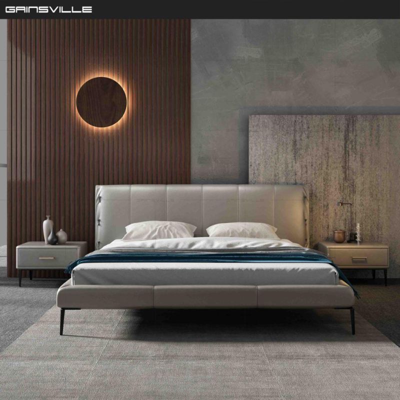 Top Seller Modern Bedroom Furniture Leather Upholstery Bed in Italy Style