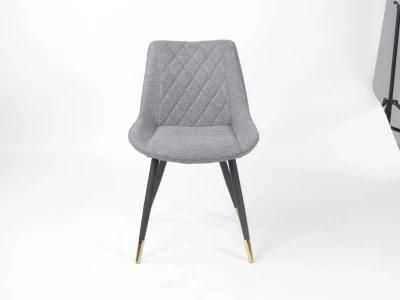 Grey Flannel Fabric Chair with Gold Legs