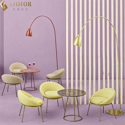 Yellow Fabric Ultra Modern Dining Chairs with Stainless Steel Legs