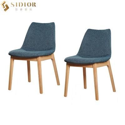 Morden European Style Fabric Upholstered Solid Wood Multi Color Dining Chairs