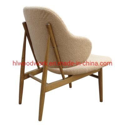 Magnate Chair Beige Teddy Velvet Oak Wood Frame Brown Dining Chair Wooden Chair Lounge Sofa Coffee Shope Arm Chair Living Room Sofa