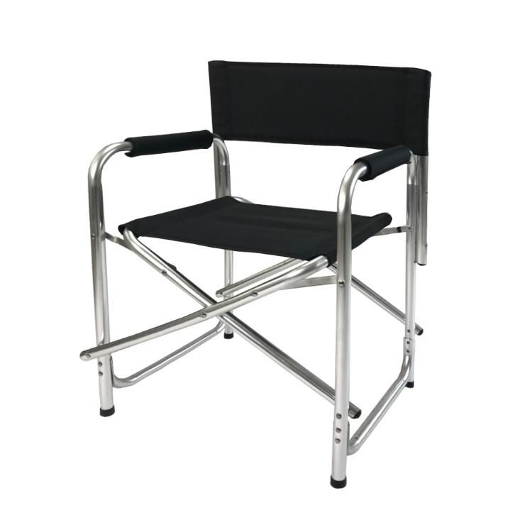 Portable Black Aluminum Folding Director Chair with Side Table