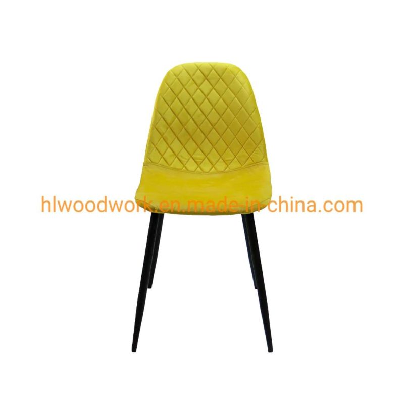 Factory Manufacturer New Design Dining Room Furniture Modern Restaurant Comfortable Sedie Accent Metal Legs Yellow Dining Room Velours Chair