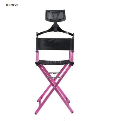 Custom Lightweight Pink Aluminum Chair Salon Barber Chair Folding Hair Styling Chair with Headrest