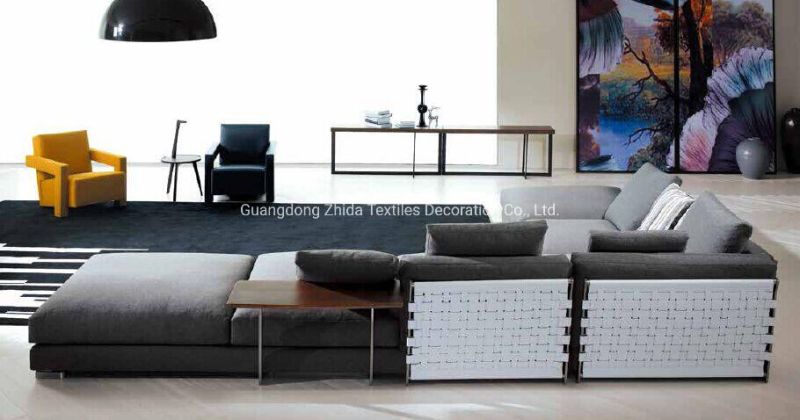 Textile Wool Grey Upholstered Sofa Corner Seat Pillow Fabric