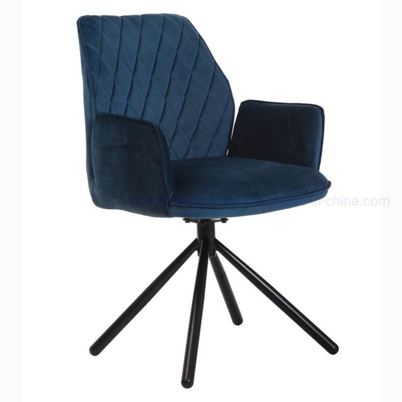 Kitchen Chairs Velvet Cover Soft Seat and Backres Upholstered Chairs with Metal Legs
