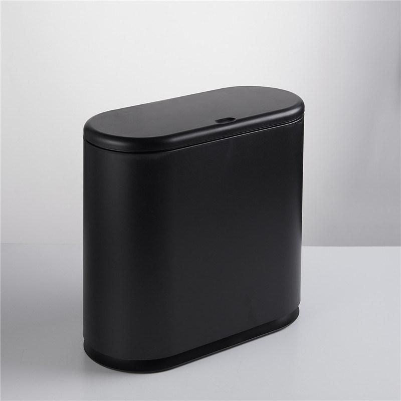 Household Simple Japanese Style Oval Push-Type Solid Color Trash Can