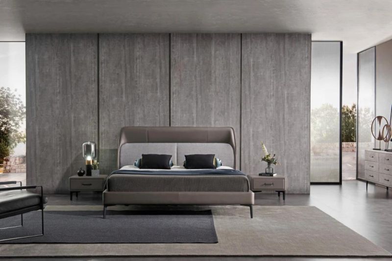 Gainsville Italy Design Modern King Size Leather Bed Bedroom Furniture Set