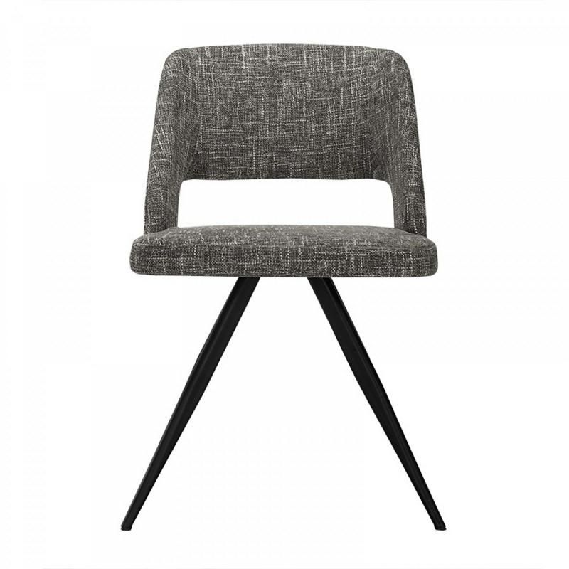 Fabric Upholstered Grey Dining Chair with Cut out Back