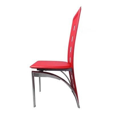 Wholesale Dining Room Furniture Metal Frame High Back Customized Color PVC Dining Chair Sillas Cadeira Fabric Chairs Sil
