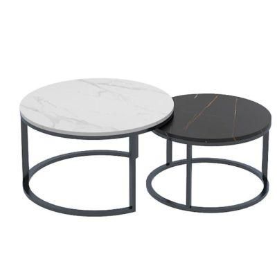 Hot Sale Modern Style Home Dining Furniture Coffee Steel Restaurant Wholesale Tea Table Set Metal Iron Legs Marble Top Coffee Table
