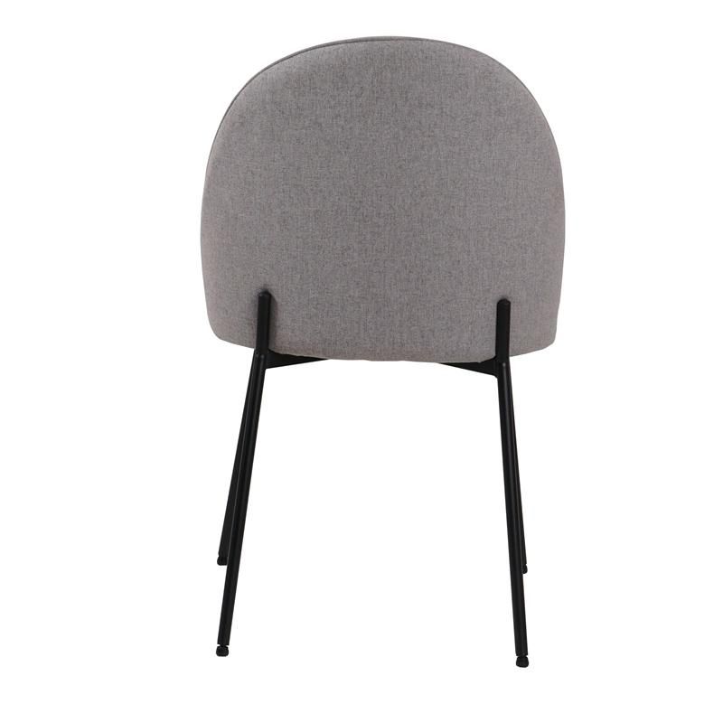 Breathable Linen Grey Fabric Chair with Precision Sewing Thread Back Family Restaurant Dining Chair