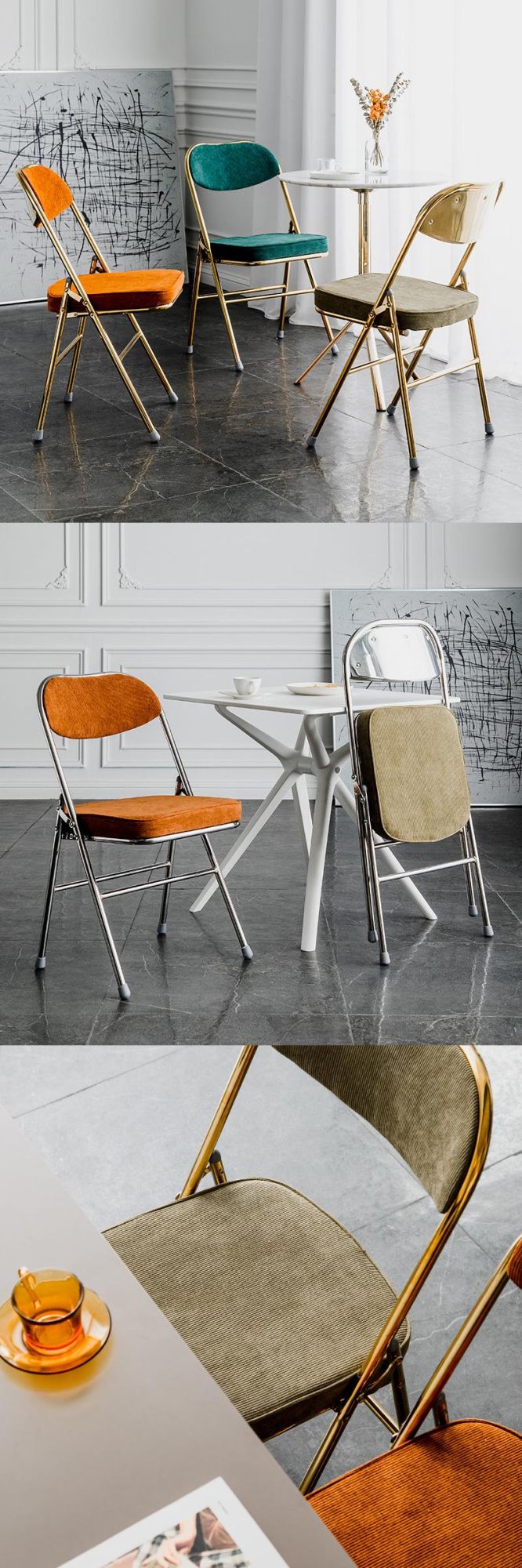 Office Hotel Meeting Room Furniture Outdoor Folding Camping Chair with Fabric Cushion