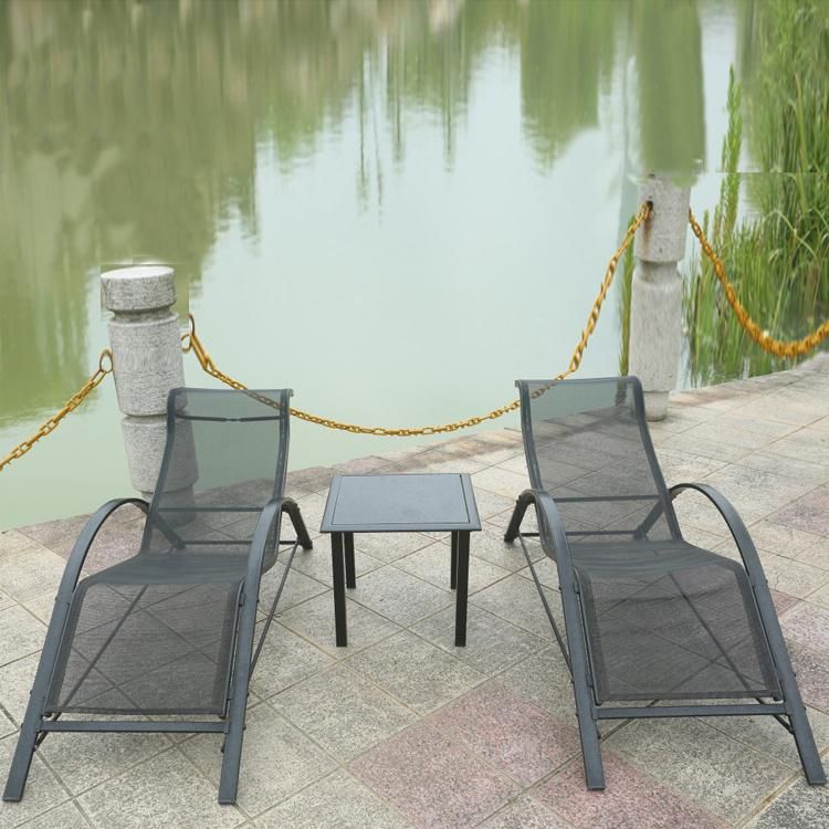 Outdoor Garden Furniture Set Aluminum Chaise Lounge+ Coffee Table
