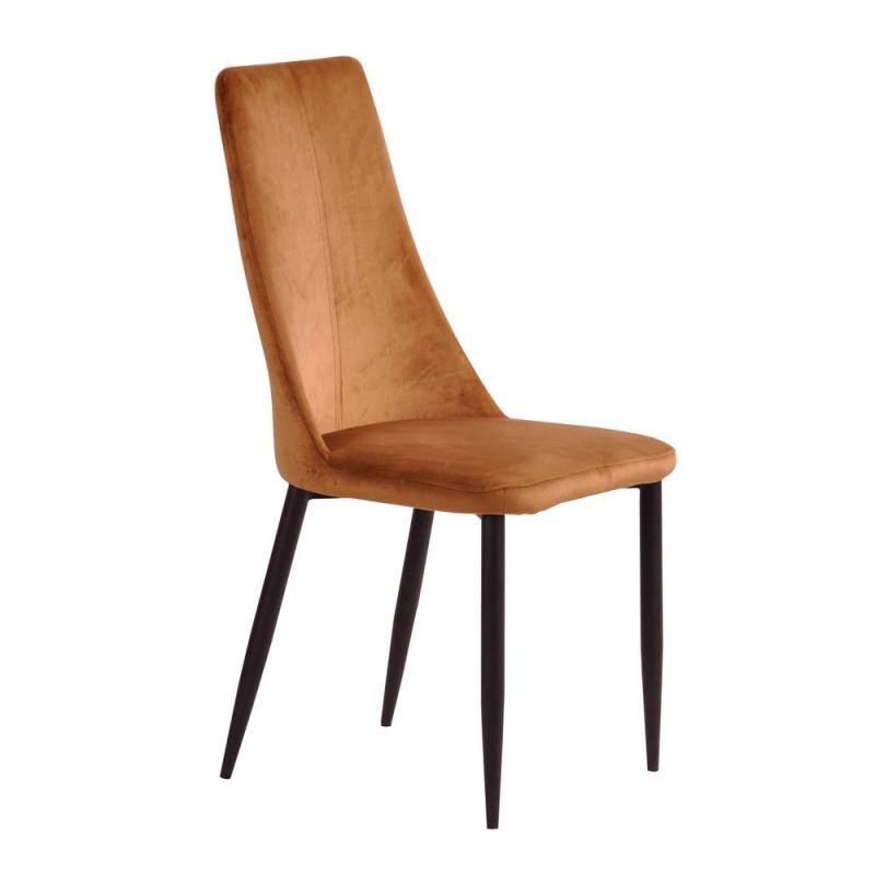 Cheap Metal Legs Upholstered Luxury Nordic Modern Elegant Fabric Dining Chair