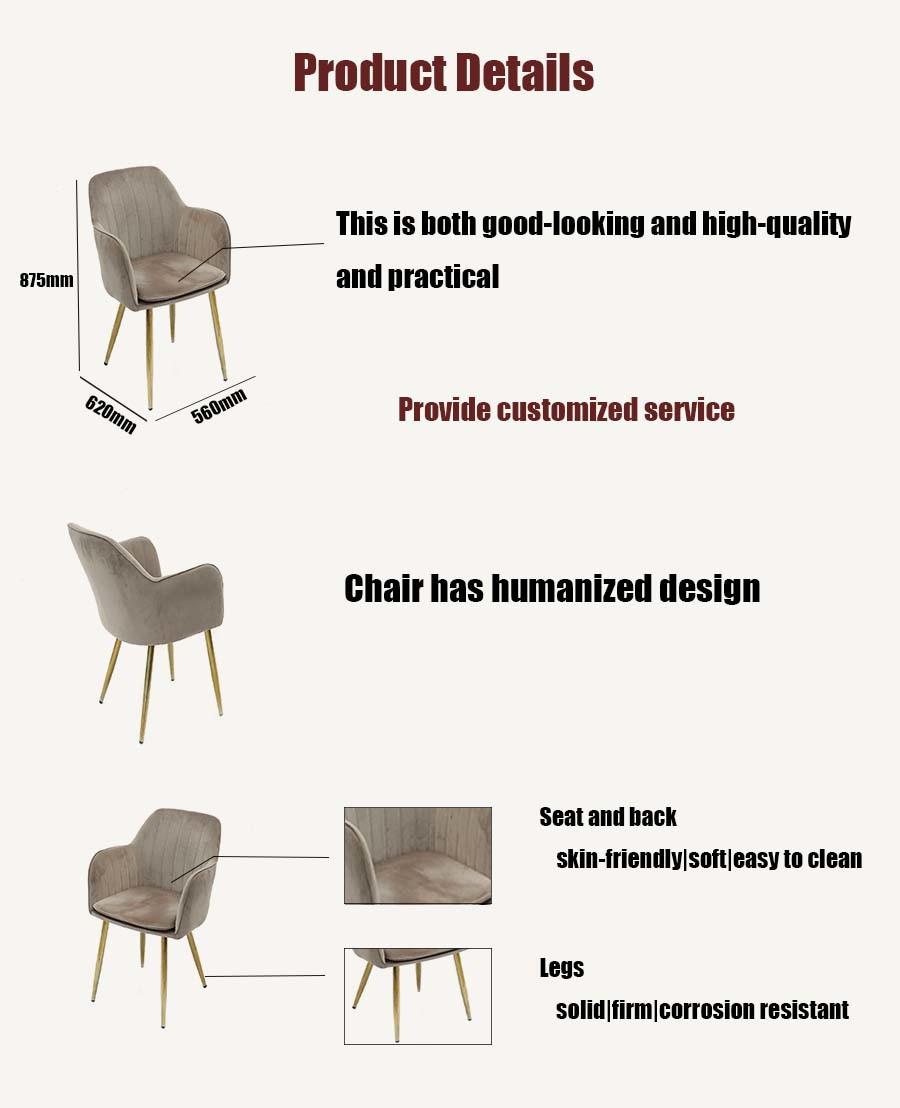 China Wholesale Home Furniture Office Furniture Sofa Chair Dining Set Kitchen Velvet Fabric Dining Chair
