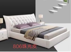 Upholstered Buckle Bed with Linen Fabric for Bedroom Furniture
