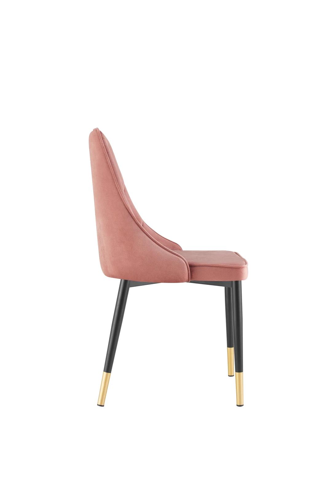 Dining Sofa Metal Chair Room Set Coffee Hotel Luxury Upholstered Soft Back Velvet Fabric