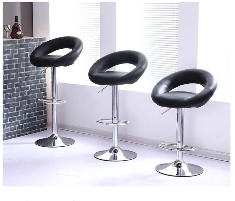 Cheap Modern Swivel Chairs with PU Seat Bar Stool Adjustable Chrome Bar Chair with Footrest