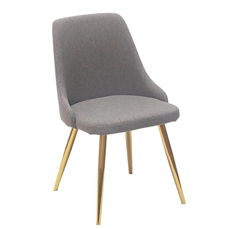 Dining Room Furniture Nordic Gold Leg Restaurant Chair Upholstery Arm Fabric Modern Grey Dining Chairs