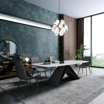 Modern Style Metal Dining Room Restaurant Marble Stone Dining Table Outdoor Dining Set